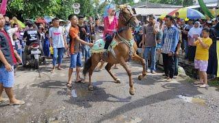 riding a horse that can dance