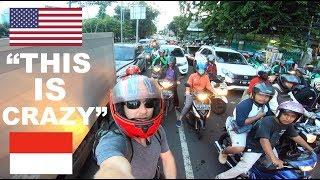 riding a motorcyle in jakarta indonesia traffic
