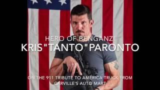 Real hero from 13hrs Kris Tanto Paronto and Carville's Auto Mart's 911 Tribute to America Ford Truck