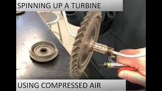 Turbine Wheel.  Spinning with Compressed Air at Different Angles.  High RPM.  Great Sound