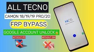 All Tecno FRP BYPASS Camon 18/19/19 pro/20 || Google Account Unlock || Without PC