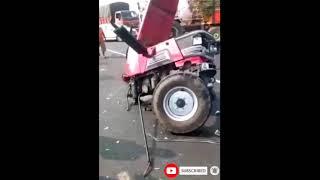 Mahindra Arjun Tractor Heavy loaded sugarcane accident  Tractor car Accident 