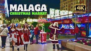 Málaga Christmas Market at Night: Food, Decorations, and Holiday Magic in [4k]