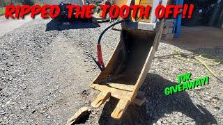 WELDING A BROKEN SHANK BACK ON A BUCKET - 10K SUBSCRIBER GIVEAWAY!!!!!!