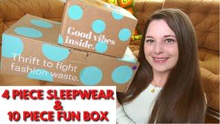 UNSPONSORED unboxing of TWO THREDUP RESCUE BOXES | Sleepwear & Fun Box Review-TRASH or TREASURE?!