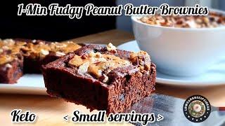 1-Min Fudgy Peanut Butter Brownies | Small servings | Soft, chewy, rich & decadent