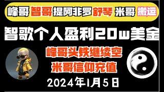 智歌、峰哥vip策略（1月5日）｜智哥个人60天盈利20万美金！峰哥头铁继续做空！已盈利！|《峰哥智哥3折会员》比特币峰哥 币圈聚合星球#比特智 #智歌 #btc #eth #zhige