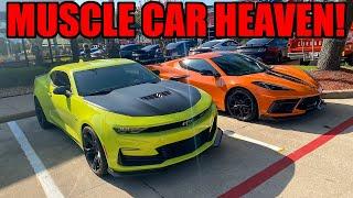 BRINGING MY HIGHLIGHTER CAMARO TO AN AMERICAN MUSCLE CAR MEET! (Badass Builds!)