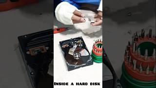 Inside a computer hard drive #inside a maxtor ATLAS 10k V 300GB hard drive doing its amazing