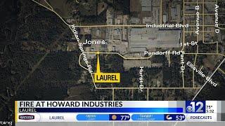 Firefighters respond to fire at Howard Industries in Laurel