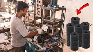 Watch Workers Efficiently Produce Rubber Washers in Bulk at the Factory