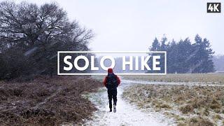 UK SNOW: Hiking 18 Miles Alone on Ashridge Boundary Trail - (4K Cinematic Video)