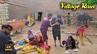 Village Rain 4K | Very Heavy Rain In Pure Mud House Punjab Village | Rain In Our Village 4k