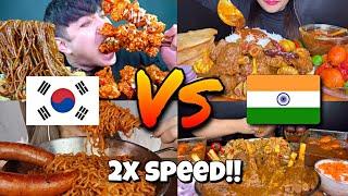 2x speed!!ASMR INDIA vs KOREAN Mukbangers Going Crazy Over FoodsFast Motion Eating Compilations