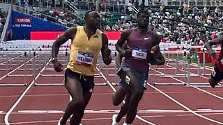 110m Hurdles Semifinals Heat 1, 2024 U.S. Olympic Trials, Grant Holloway (12.96)