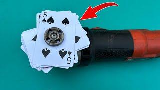 Amazing ideas-Insert Playing cards into Angel Grinder and Amazed