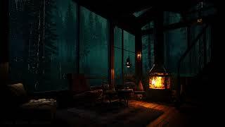 Goodbye Fatigue to Sleep well w/Torrential Rain & Fireplaceon Old Tree House in mystery forest