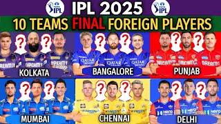 IPL All Teams Foreign Players list | All Teams Overseas Players list | CS,KKR,MI,RR,SRH,PBKS,GT,LSG