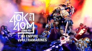 T'au Empire vs Ultramarines. Warhammer 40k in 40 minutes. Battle in Space!