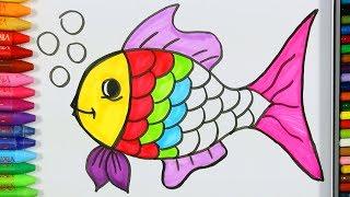 Pagina di colorazione dei pesci| Come disegnare i pesci | Pittura di pesce | Impara la colorazione