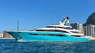 GO Yacht, 77m @Turquoiseyachts Built SuperYacht Departing Gibraltar