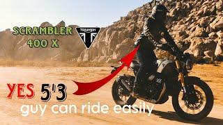 Triumph Scrambler 400 X seat height for  short riders #triumph400