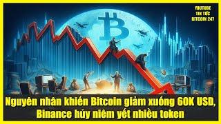 Nguyên nhân khiến Bitcoin giảm xuống 60K USD, Binance hủy niêm yết nhiều token