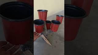 pots stand by using waste wood piece