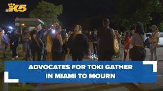 Advocates from across the country gather at the Miami Seaquarium to remember Tokitae