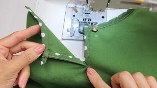 Skills to sew neckline with slit and button loop perfectly | Sewing skills for beginners