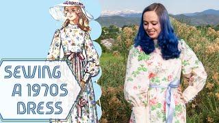 Making 1970s Cottagecore Prairie Dress from an Upcycled Sheet | Vintage Sewing Projects