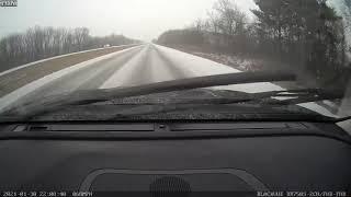 2021-01-30 Truck Towing Trailer Fishtails and Slides off I-74 near Crawfordsville, IN