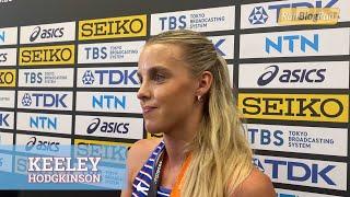 In the Mixed Zone with Keeley Hodgkinson (Budapest23)