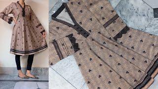 ️Khaddar short frock cutting and stitching /Unique Casual Frock making by Alisha Designing