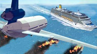 Airplane Crashes Into Big Ship After Engine Exploded - Emergency Landings In Besiege plane crash