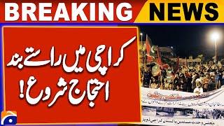 Karachi Road Closed - MWM Continues To Protest Over Ongoing Situation in Parachinar | Geo News