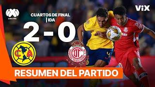 América 2-0 Toluca | Goles y Resumen | Liga Mx -AP2024 - Cuartos de Final - IDA | ViX