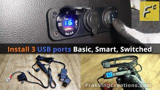 Hardwire 3 USB car mobile chargers - How to install fast USB ports, USB sockets to car