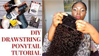 DIY DRAWSTRING PONYTAIL WITH WEAVE