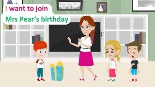 Lucas can't join Mrs Pear's birthday - English Comedy Animated - Lucas English