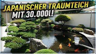 ENDLOSBANDFILTER und GARTENBONSAI! Ein 30.000 Liter KOITEICH mit japanischer Gartengestaltung!