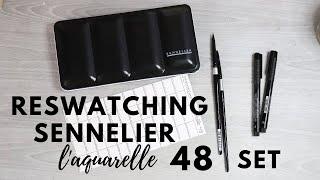 Re-Swatching Sennelier l'Aquarelle 48 Half Pan Watercolor Set, Painting and Chatting!