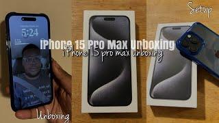 My FIRST EVER IPHONE 15 PRO MAX UNBOXING| Unboxing + Setup| THESEMAJLEWIS