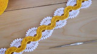 Очень простое ЛЕНТОЧНОЕ КРУЖЕВО вязание крючком для начинающих Easy to Crochet TAPE LACE Tutorial