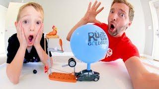 FATHER SON  HARDEST TRICK SHOT EVER! / Balloon Car Go!