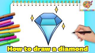 How to draw a DIMOND - EASY step by step tutorial (drawing using number 7)