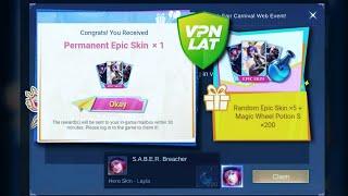 GET FREE EPIC SKINS & CLAIM 200 MAGIC WHEEL POTIONS USING A VPN IN THE NEW MLBB BROWSER EVENT