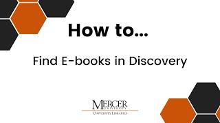 How to Find E-books in Discovery