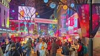 Myeongdong is starting to look like Christmas  November 2024 | Seoul, South Korea 명동 明洞