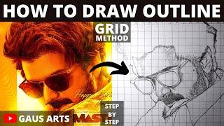 [தமிழ்] How to draw Vijay outline (MASTER #koluthungada) | Step-By-Step | Day 62 | Gaus Arts